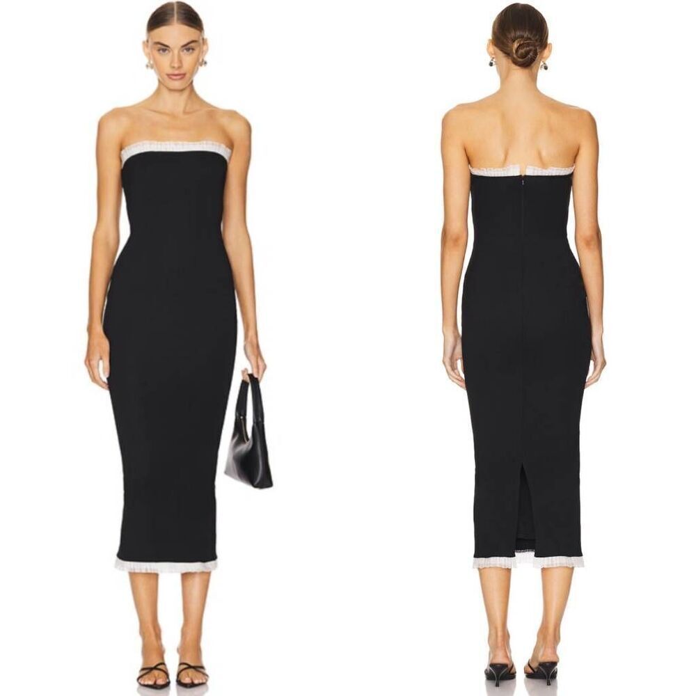 Revolve MORE TO COME Addison Strapless Dress in Black S NWT